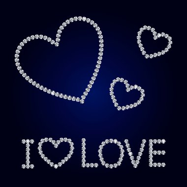 Vektör parlak elmas kalp. Sevgililer günü kartı.