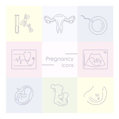 Tıp ve gebelik vektör satırı simgesi