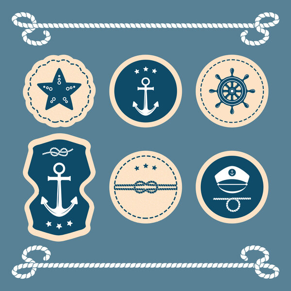 Nautical and sea icons, badges and labels.