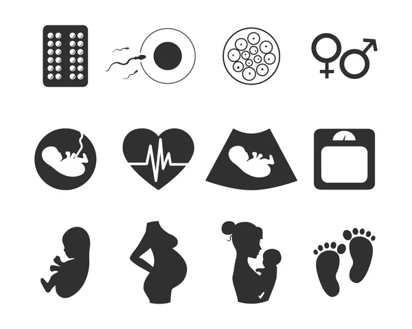 Medicina y embarazo vector iconos conjunto — Archivo Imágenes Vectoriales