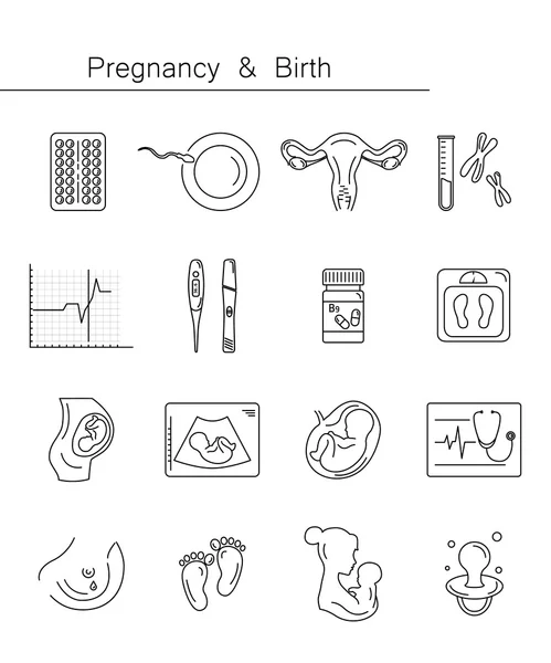 Медицина і вагітність Векторні лінії значок — стоковий вектор