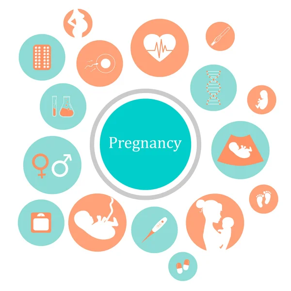 Geneeskunde en zwangerschap vector icons set — Stockvector