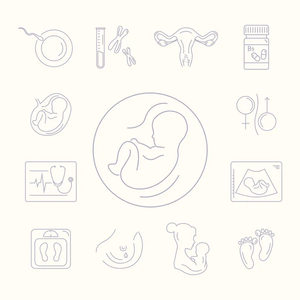 Medicine and pregnancy vector line icon — Stock Vector