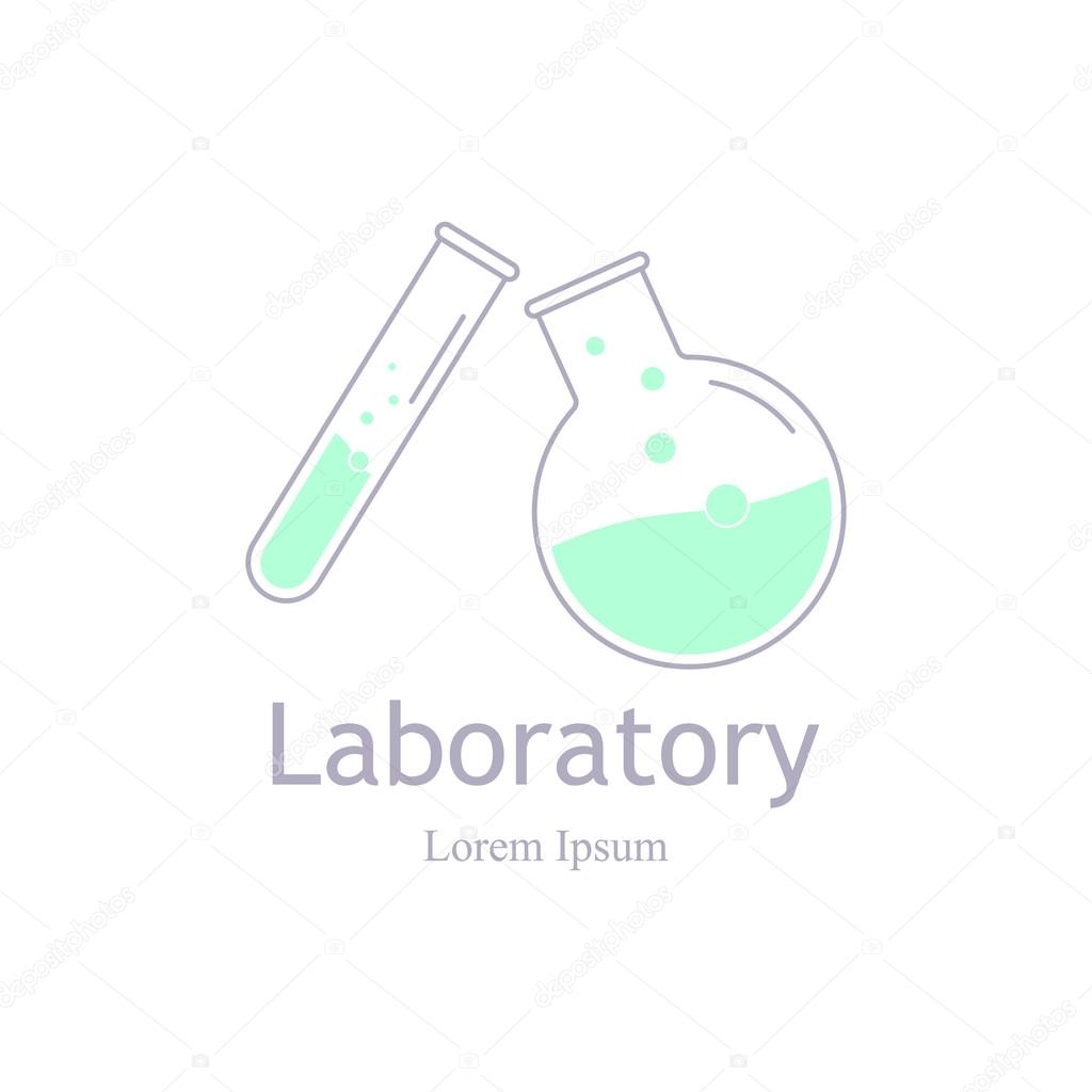 Vector laboratory, chemical, medical test logo, icon. Laboratory equipment vector logo. Lab logo template, vector science icon. Lab icon logo isolated on white. Chemicals and science logo.