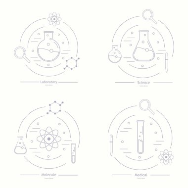 Modern logo simge laboratuvar, kimya, ilaç. Araştırma bir