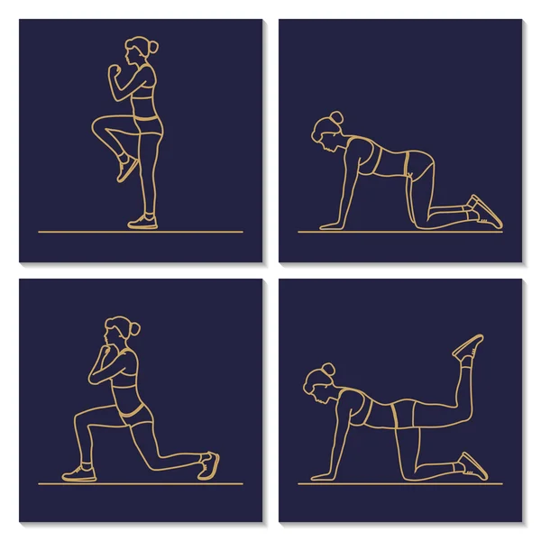 Sport fitness woman exercise workout silhouettes.