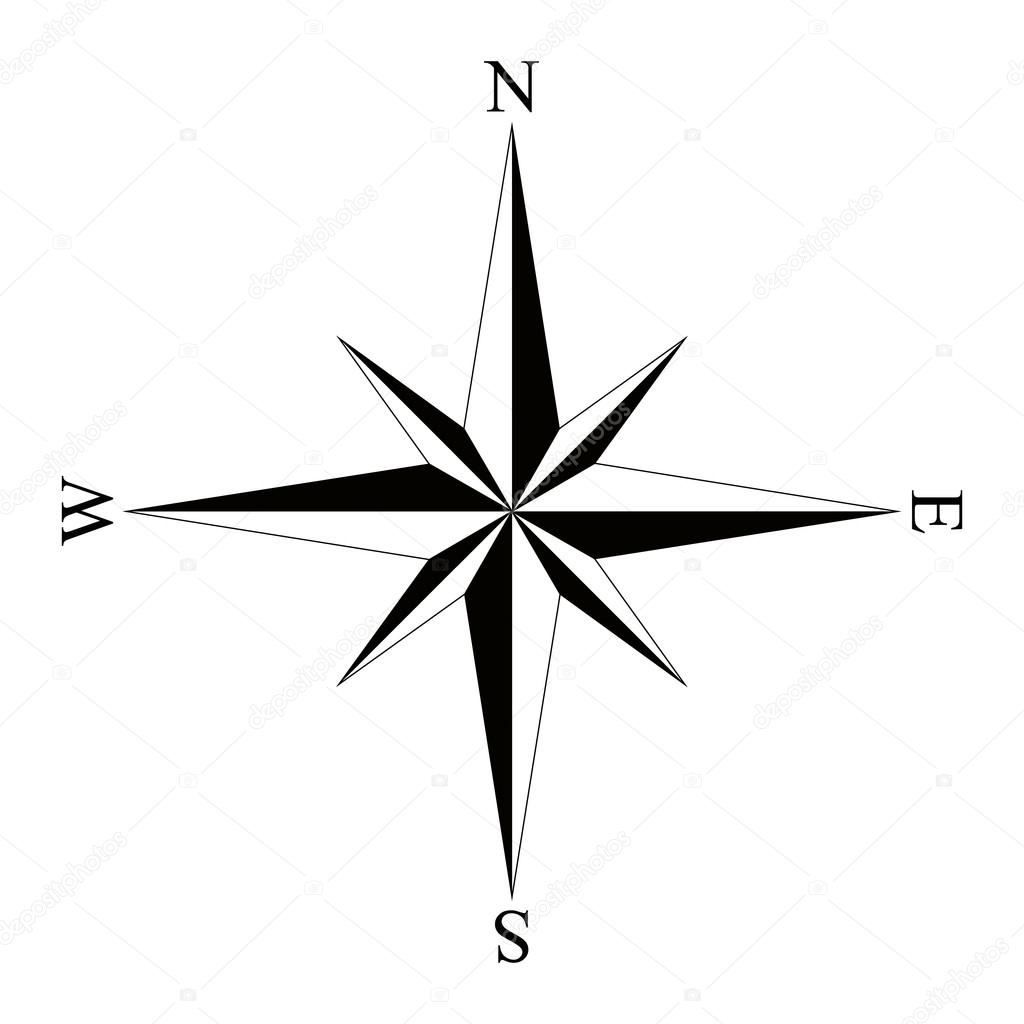 Black wind rose compass isolated on white. Compass Icon Graphic. Nautical design elements. Compass Rose. Wind rose. Vector Illustration.