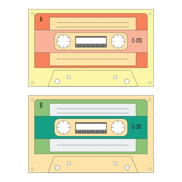 Conjunto de varias cintas de casete de audio — Archivo Imágenes Vectoriales