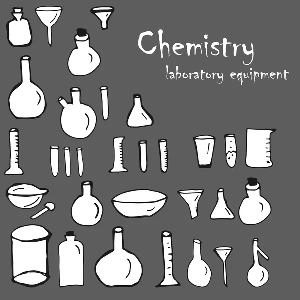 Química e ciência elementos doodles ícones conjunto —  Vetores de Stock