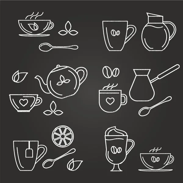 紅茶とコーヒーのアイコン — ストックベクタ
