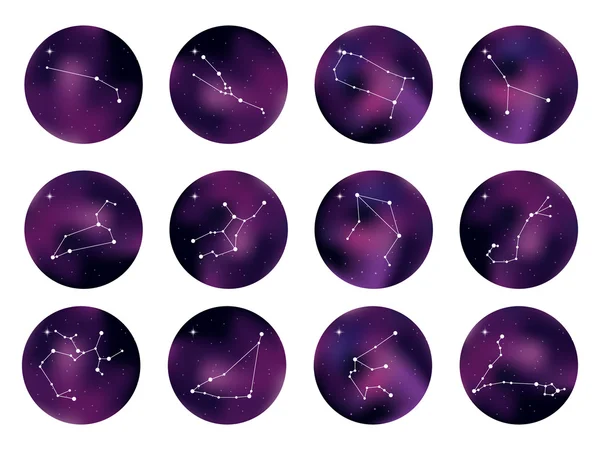 Constelação astrológica dos signos do zodíaco —  Vetores de Stock