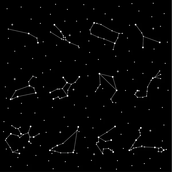 Constelación astrológica de los signos del zodíaco — Vector de stock