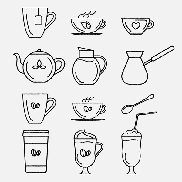 コーヒーと紅茶のカップ. — ストックベクタ