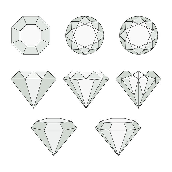 Diamond vector icons set.