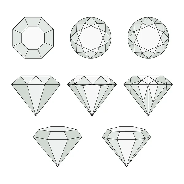 Diamond vector icons set. — Stock Vector