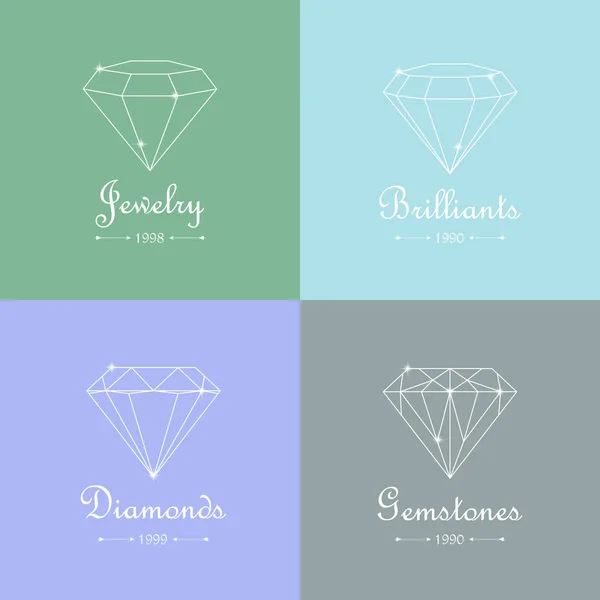 Piedras preciosas, diamantes y brillantes — Vector de stock