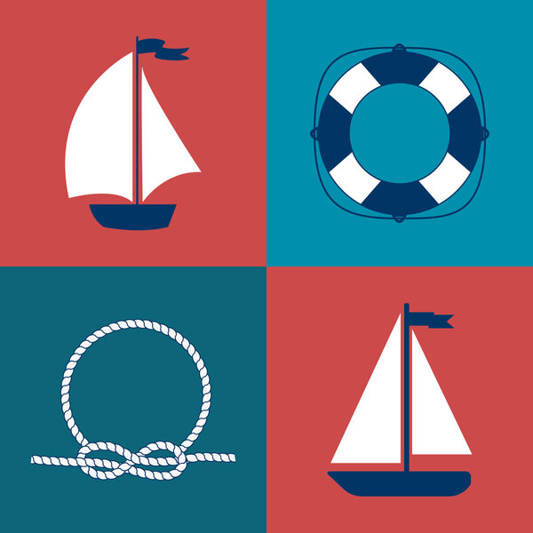 Marine symbol. Nautical design elements. 