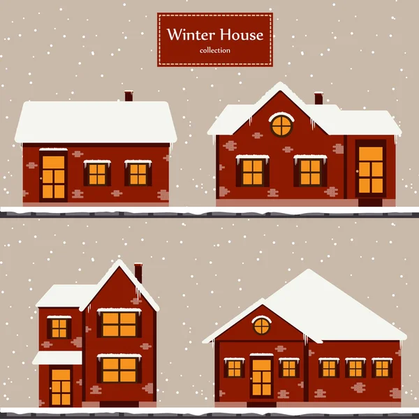 Winter huizen collectie — Stockvector