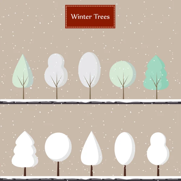 Árboles de invierno de dibujos animados — Vector de stock