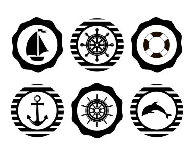 Deniz sembolü. Deniz tasarım öğeleri. 