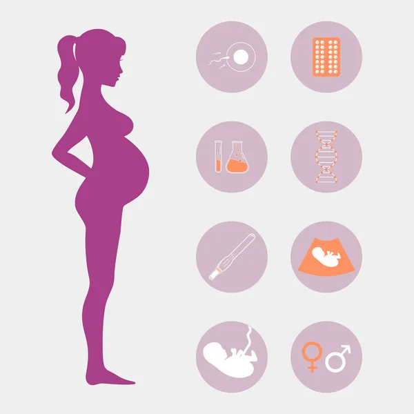 Pregnancy and birth icons set — Stock Vector