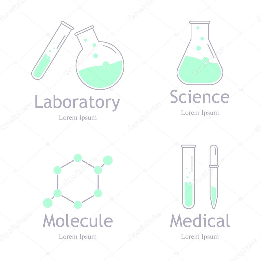 Vector laboratory, chemical, medical test logo, icon. Laboratory equipment vector logo. Lab logo template, vector science icon.  Lab icon logo isolated on white. Chemicals and science logo.