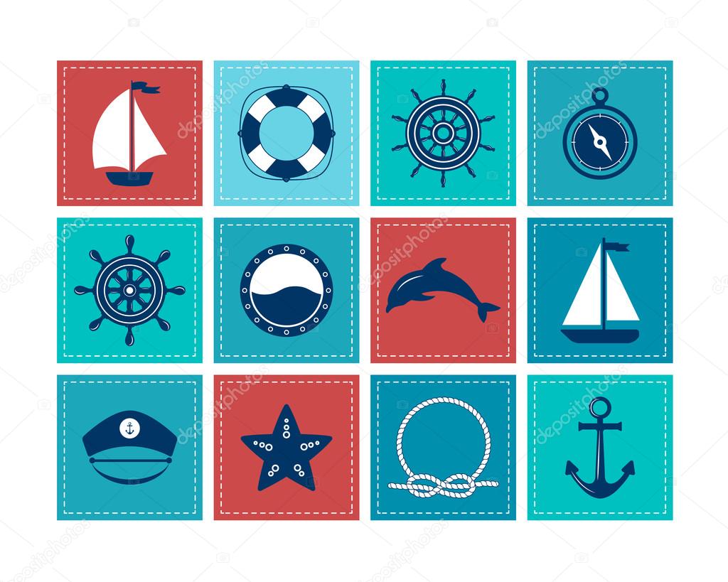 Marine symbol. Nautical design elements. 