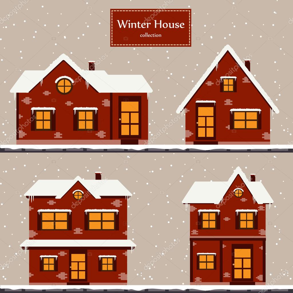 Download Winter houses collection — Stock Vector © Seydouxx #94209666