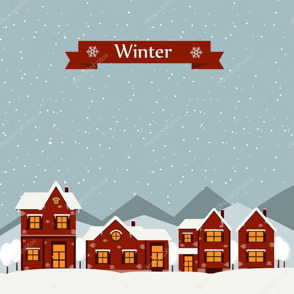 Winter landscape with cartoon houses Stock Vector Image by ©createrosalia #94209700 Winter landscape with cartoon houses Stock Vector Image by ©createrosalia #94209700