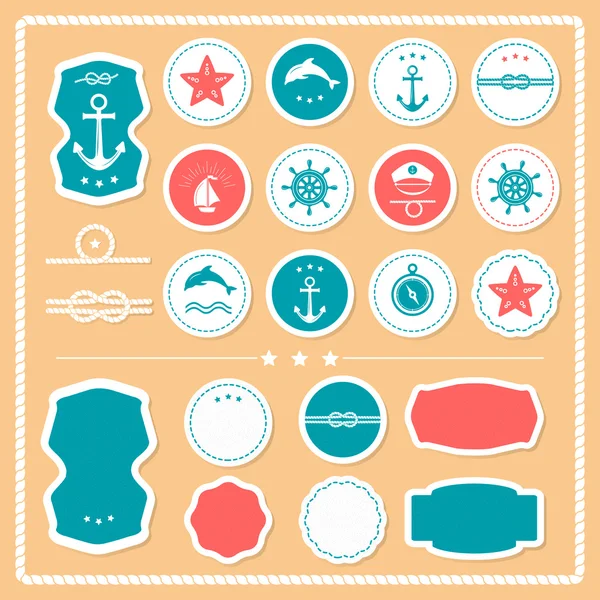 Set di etichette nautiche e marittime, badge . — Vettoriale Stock
