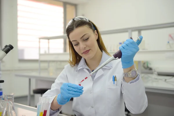 Los estudiantes toman muestras en el laboratorio Fotos de stock libres de derechos