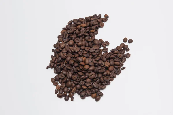 Κόκκοι καφέ σε λευκό φόντο — Φωτογραφία Αρχείου