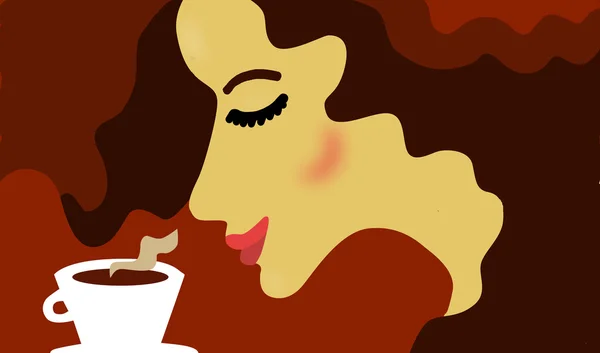 Plakat kawa kobieta — Zdjęcie stockowe