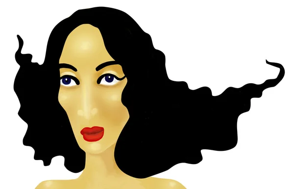 Чорне волосся жінка ізольована на білому — стокове фото