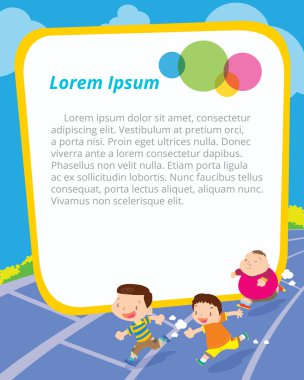 Çocuk runing önü boş çerçeve