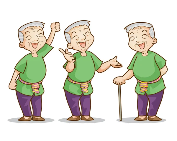 Old man cartoon character set — Stock Vector