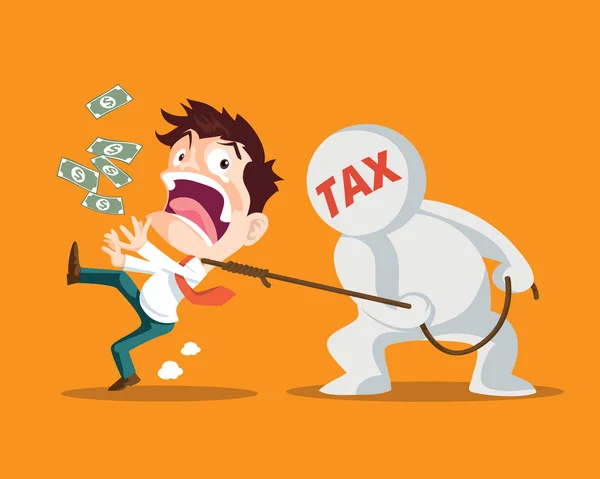 Hombre de negocios y tax.Tie inevitable — Vector de stock