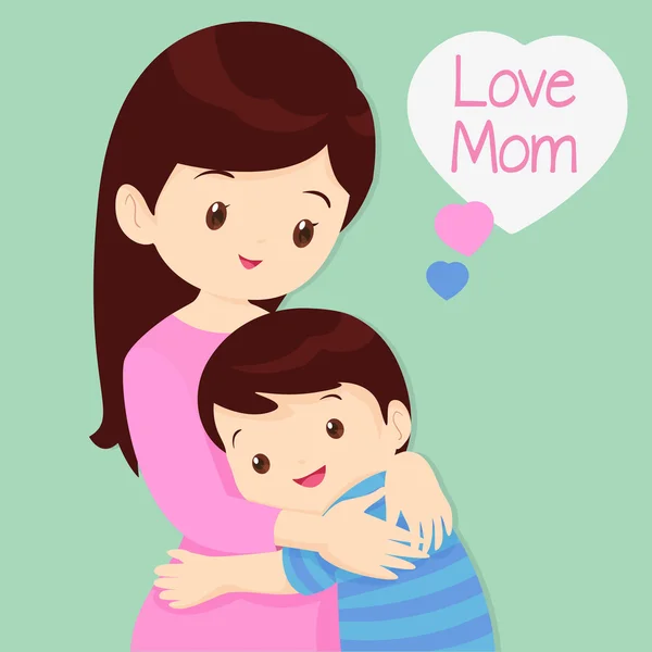 Son Hugging His Mother — Stock Vector