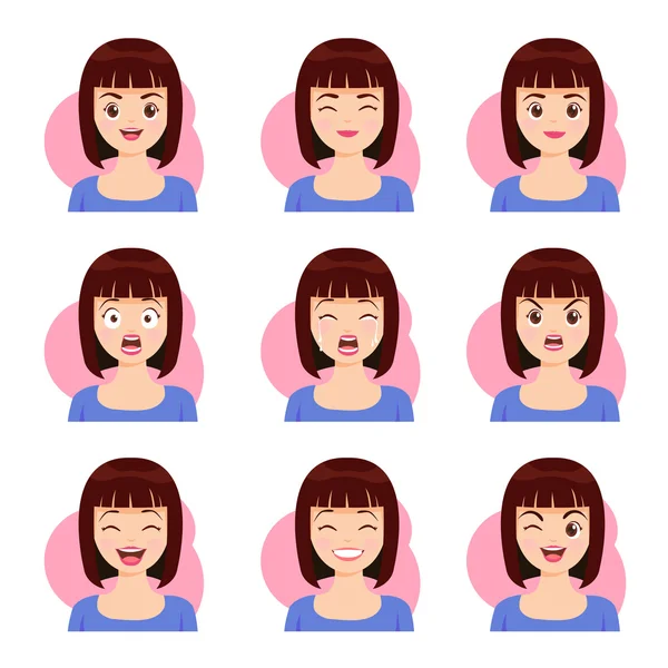 女人拍头发脸情感 — 图库矢量图片