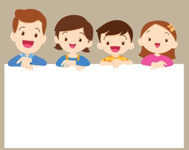 Sevimli aile mesaj gülümseme ile beyaz bir çerçeve