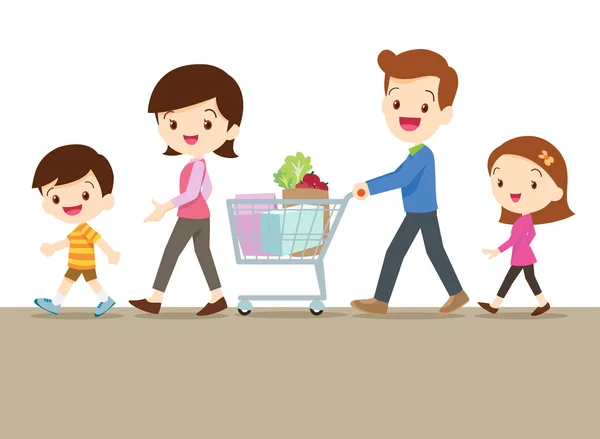 Милі сімейні покупки разом — стоковий вектор