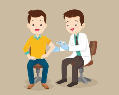 İnsanoğluna koronavirüs aşısı yapan bir klinikte doktor aşısı. İnsanlar için başarılı bir covid 19 aşısı..