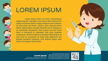 Doktor ve ailesi virüsü önlemek için koruyucu tıbbi maske takıyor. Doktor Baba, Anne, Kız, Oğul cerrahi maske takıyor..