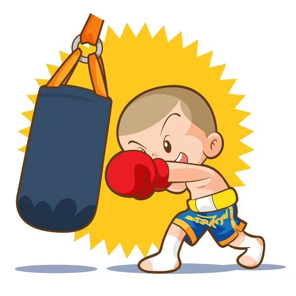 Muaythai sandbag boxing hit — Stock Vector