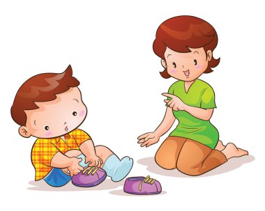 Anne öğretir oğlu Giyim Ayakkabı