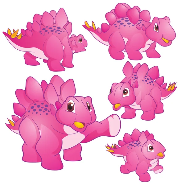 Cute Stegosaurus pink — Stock Vector