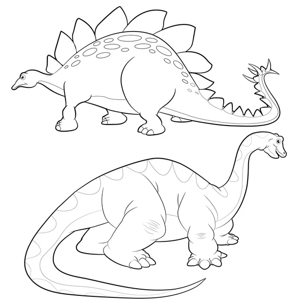 Stegosaurus-apatosaurus lineart — Stock Vector