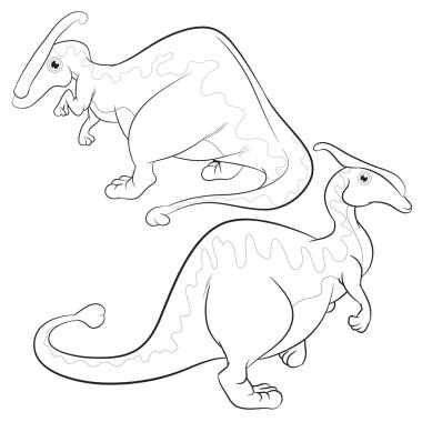 Dinozorlar Parasaurolophus çizim vektör