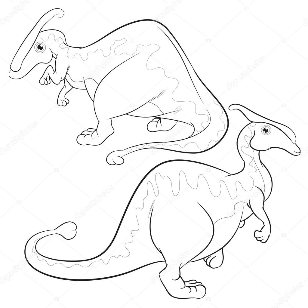 Dinosaurs vector  Parasaurolophus lineart