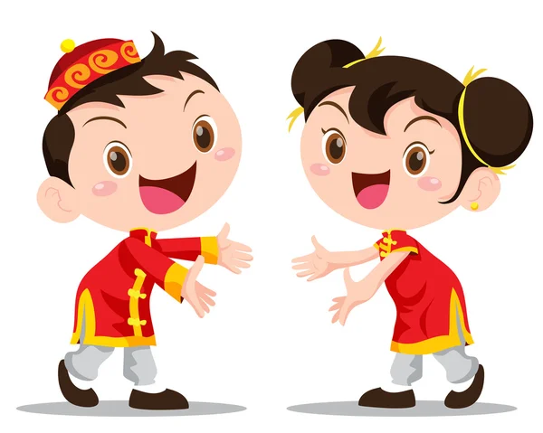 Vektoros illusztráció kínai gyerekek — Stock Vector